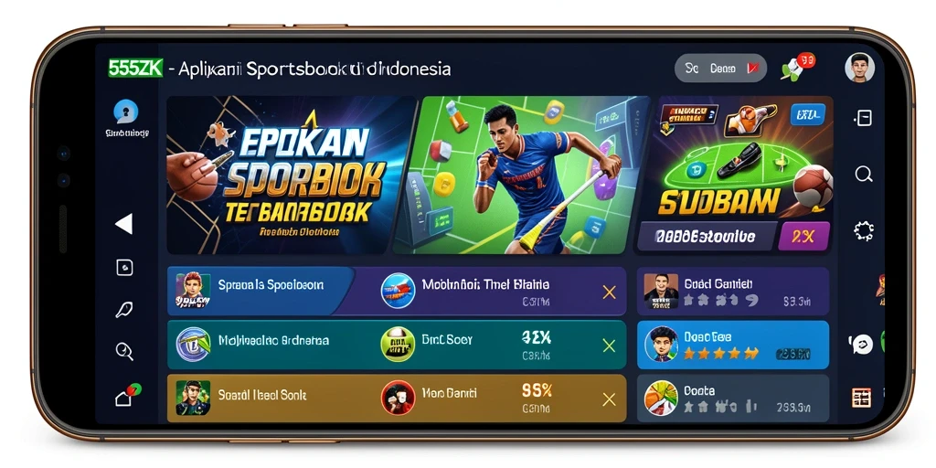 Tampilan menarik dari gameplay aplikasi Sportsbook 555ZK.