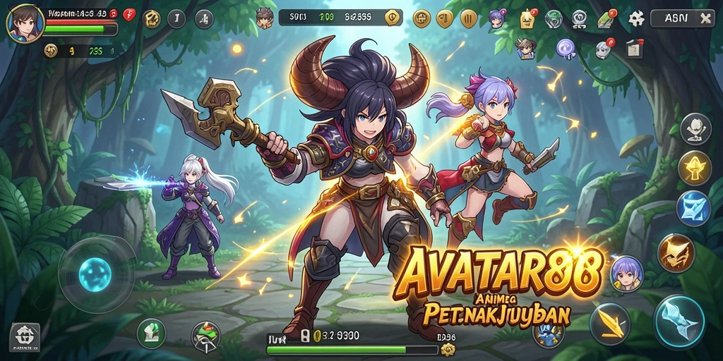 Tampilan gameplay yang seru dalam AVATAR808 dengan karakter anime yang dinamis.