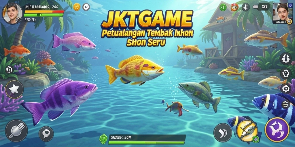 Screenshot gameplay JKTGAME menampilkan aksi seru menembak ikan.