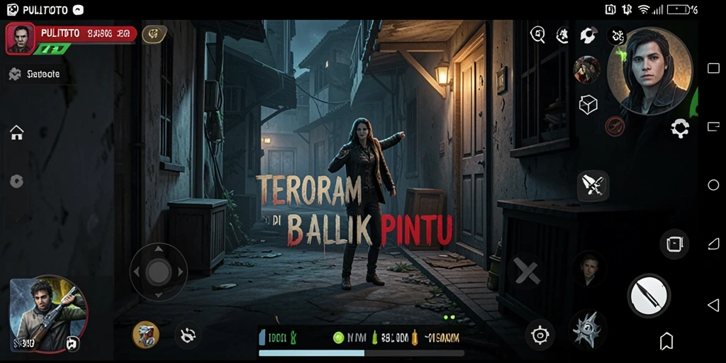 Tampilan menegangkan dari gameplay PULITOTO saat karakter menghindari makhluk menyeramkan.