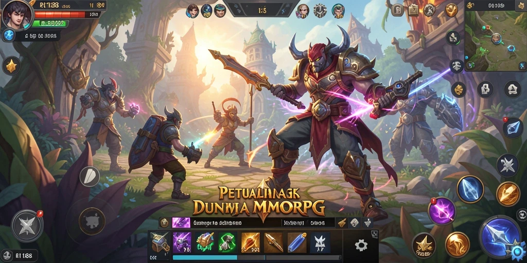 Screenshot gameplay RI188 yang penuh aksi dan strategi MMORPG.