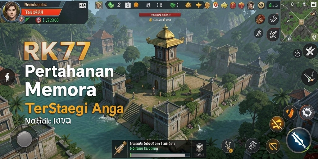 Screenshot gameplay RK77 menampilkan aksi Tower Defense yang intens.