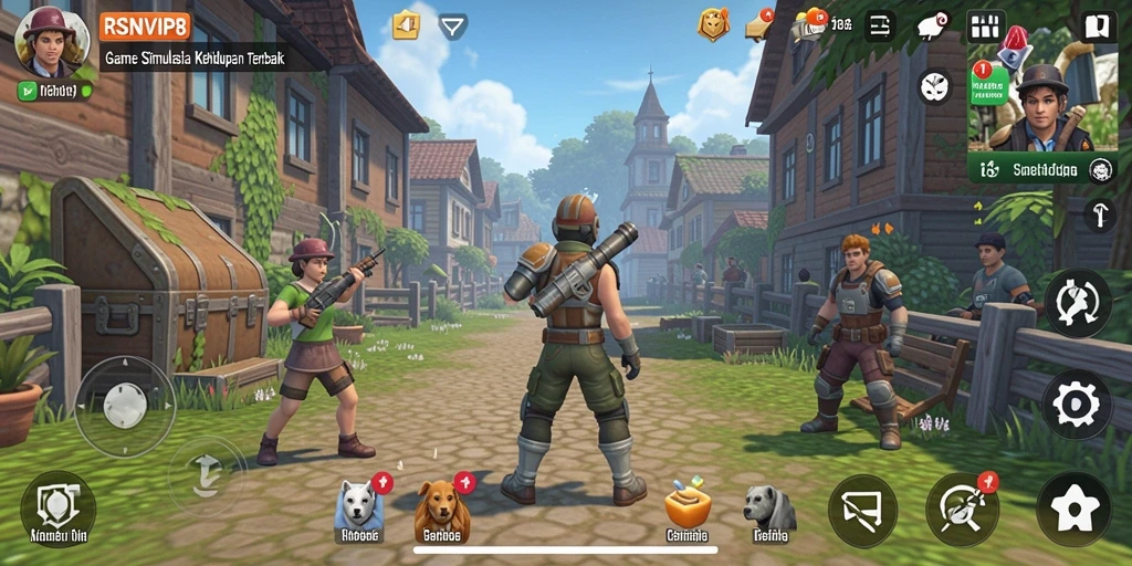Screenshot gameplay RSNVIP8 yang menunjukkan simulasi kehidupan yang menarik.