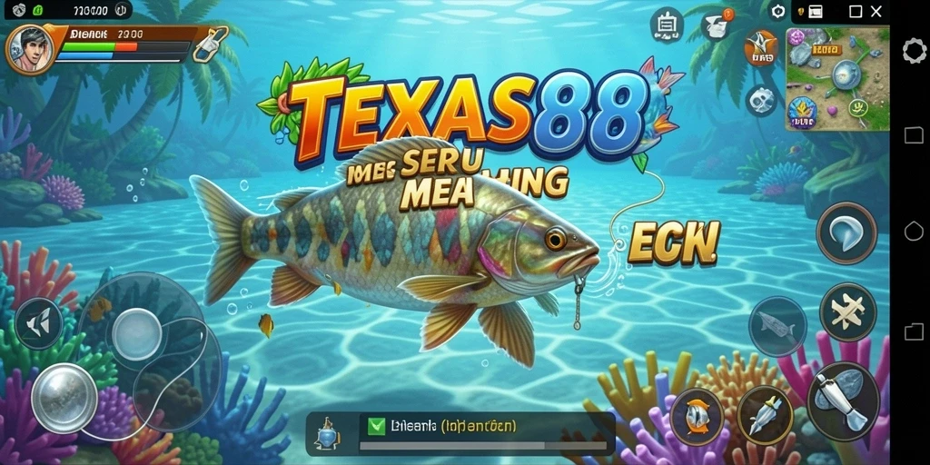 Tampilan gameplay TEXAS88 dengan aksi memancing yang seru.
