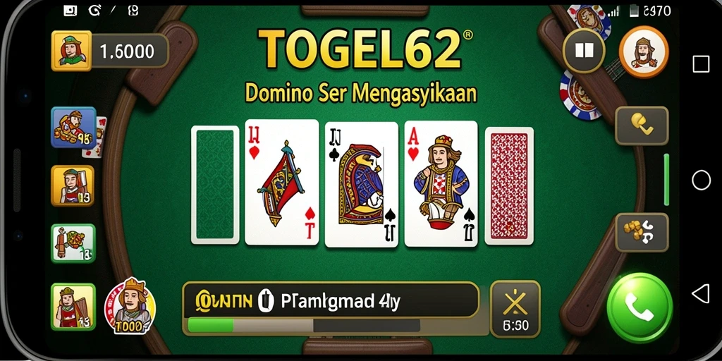 Tampilan utama permainan Domino dalam TOGEL62 yang seru dan interaktif.